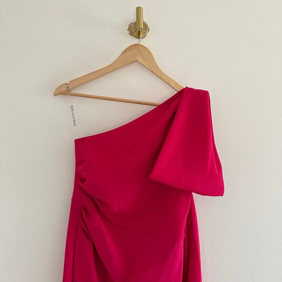 Sachin + Babi Miranda Draped One Shoulder Crepe Midi Dress Pink 4 - Picture 6 of 9